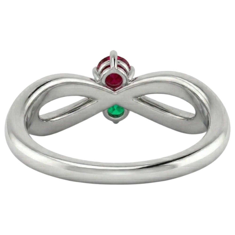 Burma Rubin 0,30 Karat grüner Smaragd Infinity Twist Edelsteinring