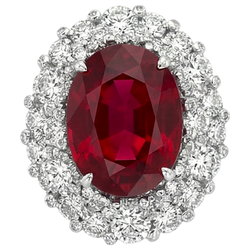 Burma-Rubin-Aus der Erde Abgebauter Natürlicher Diamant-Cocktailring