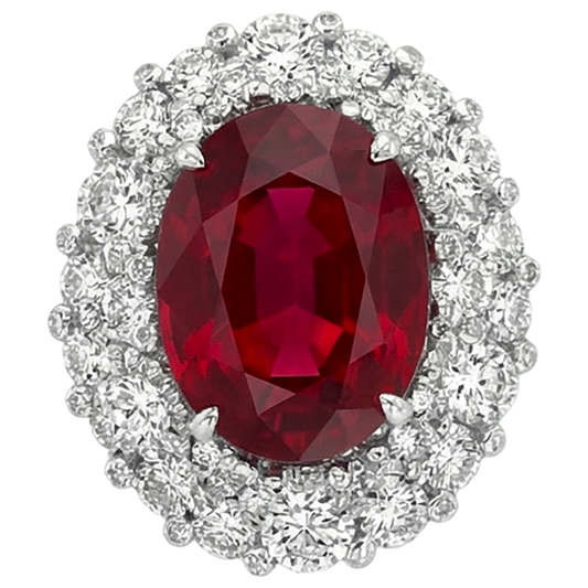 Burma-Rubin-Aus der Erde Abgebauter Natürlicher Diamant-Cocktailring