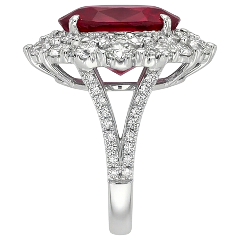 Burma-Rubin-Aus der Erde Abgebauter Natürlicher Diamant-Cocktailring