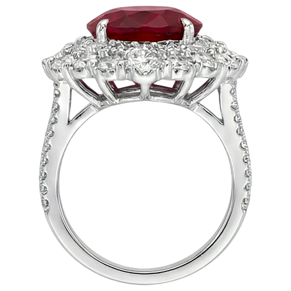 Burma-Rubin-Aus der Erde Abgebauter Natürlicher Diamant-Cocktailring