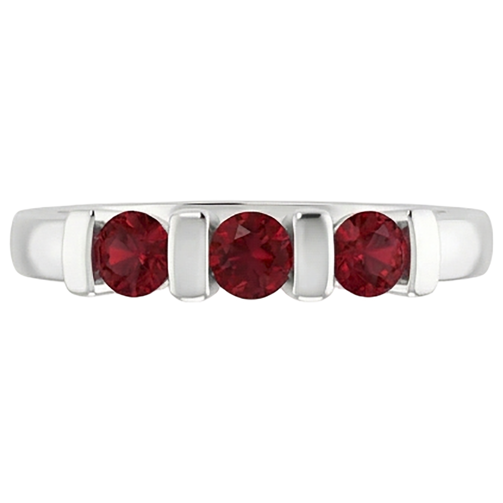 Burma Rubinring mit drei Steinen 0,90 Karat Barfassung Schmuck Neu