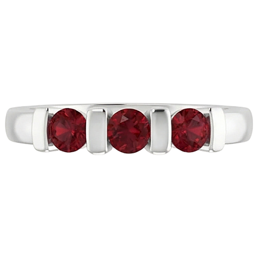 Burma Rubinring mit drei Steinen 0,90 Karat Barfassung Schmuck Neu