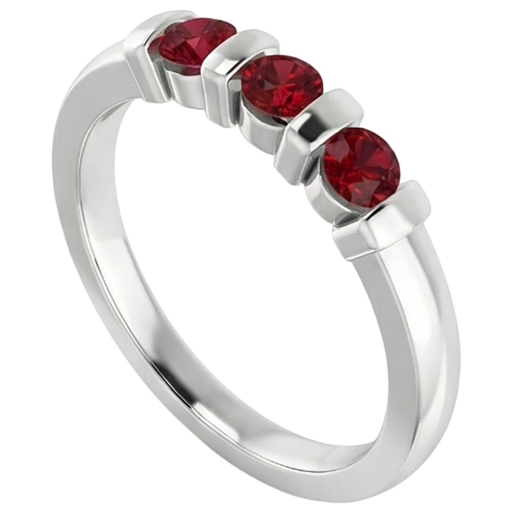 Burma Rubinring mit drei Steinen 0,90 Karat Barfassung Schmuck Neu
