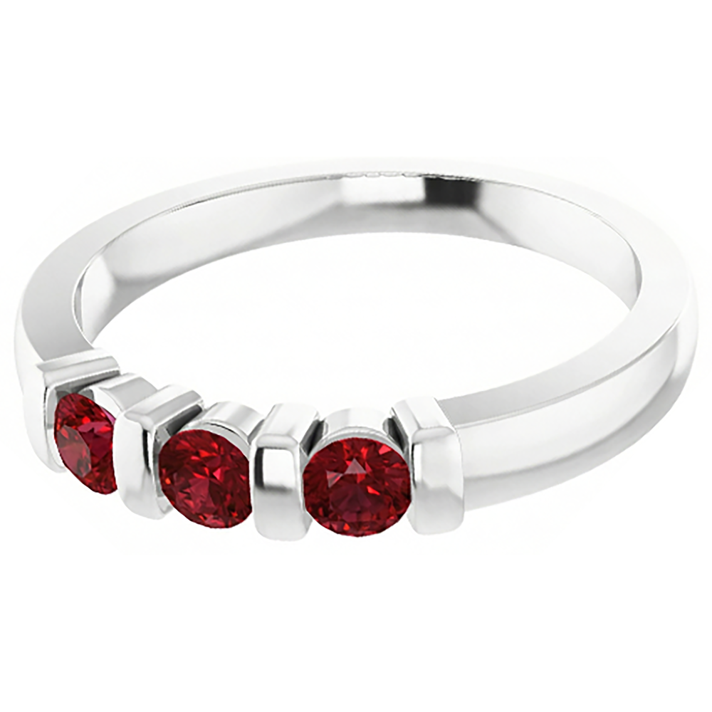 Burma Rubinring mit drei Steinen 0,90 Karat Barfassung Schmuck Neu