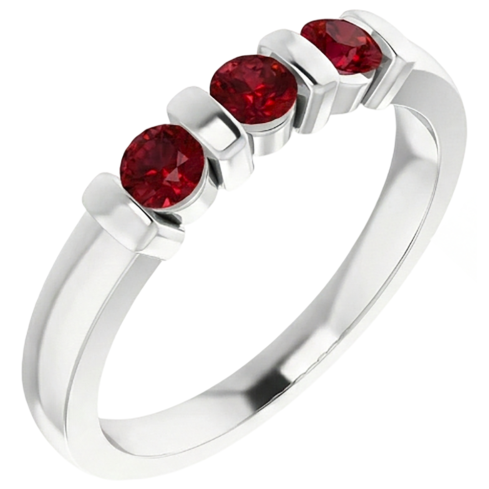 Burma Rubinring mit drei Steinen 0,90 Karat Barfassung Schmuck Neu