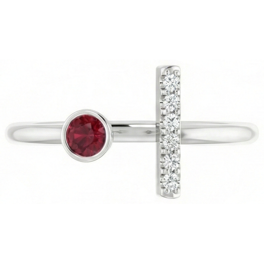 echter round rubin 0.48Karat ring Vorderansicht