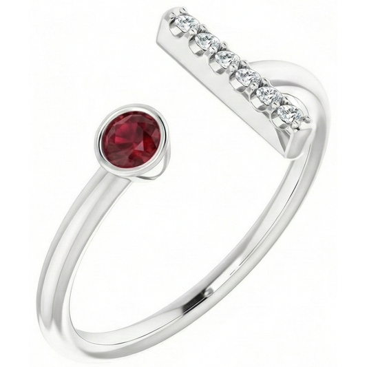 echter round rubin 0.48Karat ring Seitenansicht