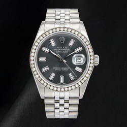 Rolex Datejust 16014 36 mm Uhr aus Edelstahl mit grauem Diamantzifferblatt