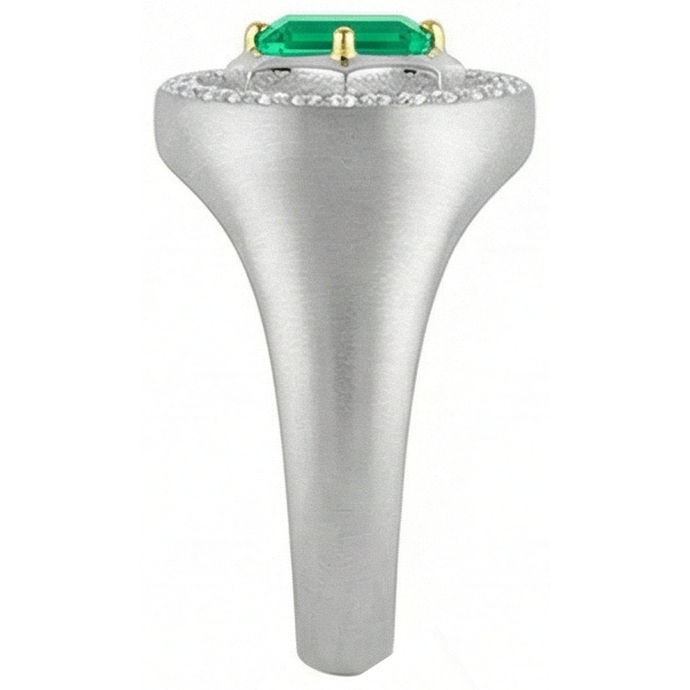 Smaragd-Schliff Smaragd Ring in Bicolor 14K Gold – Draufsicht