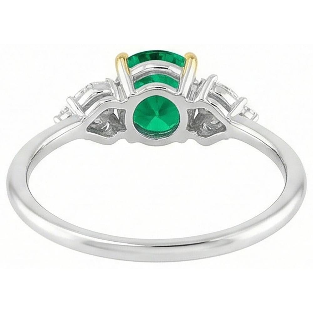 Smaragd Farbstein-Ring 2-Karat 14 Karat Zweifarbig Gold – Draufsicht
