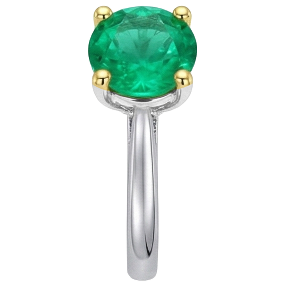 Rund-Brillant Kolumbianischer Smaragd Ring in Zweifarbiges 14K Gold – Profilansicht