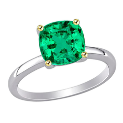 GIA-Zertifiziert Smaragd Edelstein-Ring 2 Karat – Bicolor 14K