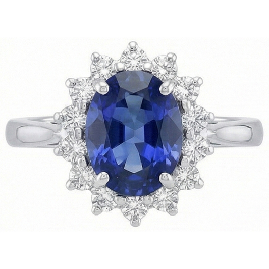 Ceylon Blauer Saphir Ring 4,70 Karat Aus der Erde Abgebauter Natürlicher Diamantschmuck