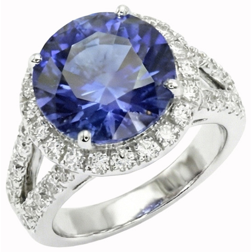 Ceylon Blauer Saphir Rund Schliff Aus der Erde Abgebauter Natürlicher Diamant Ring Gold Schmuck