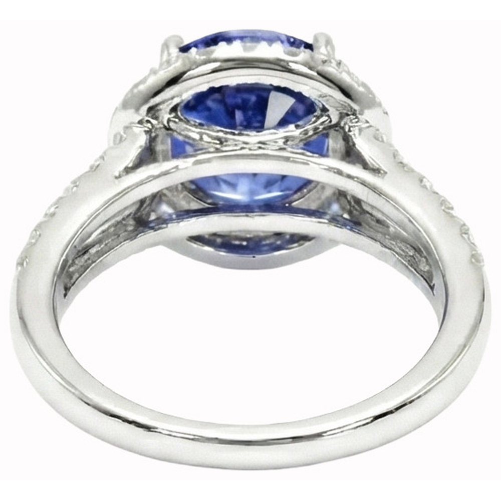 Ceylon Blauer Saphir Rund Schliff Aus der Erde Abgebauter Natürlicher Diamant Ring Gold Schmuck