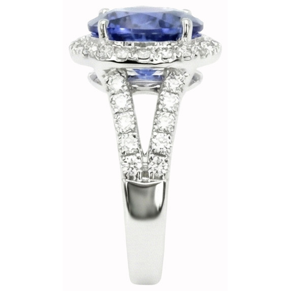 Ceylon Blauer Saphir Rund Schliff Aus der Erde Abgebauter Natürlicher Diamant Ring Gold Schmuck