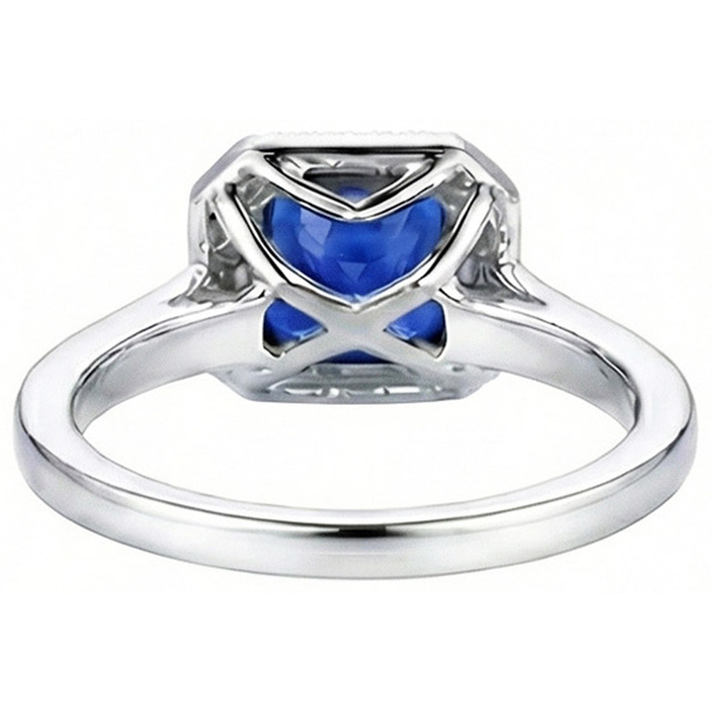 Ceylon Blauer Saphir Schmuck Aus der Erde Abgebauter Natürlicher Diamant Ehering Gold Weiß 4 Karat