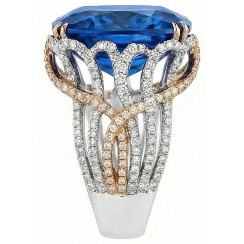 echter round diamant 8.51Karat ring Draufsicht