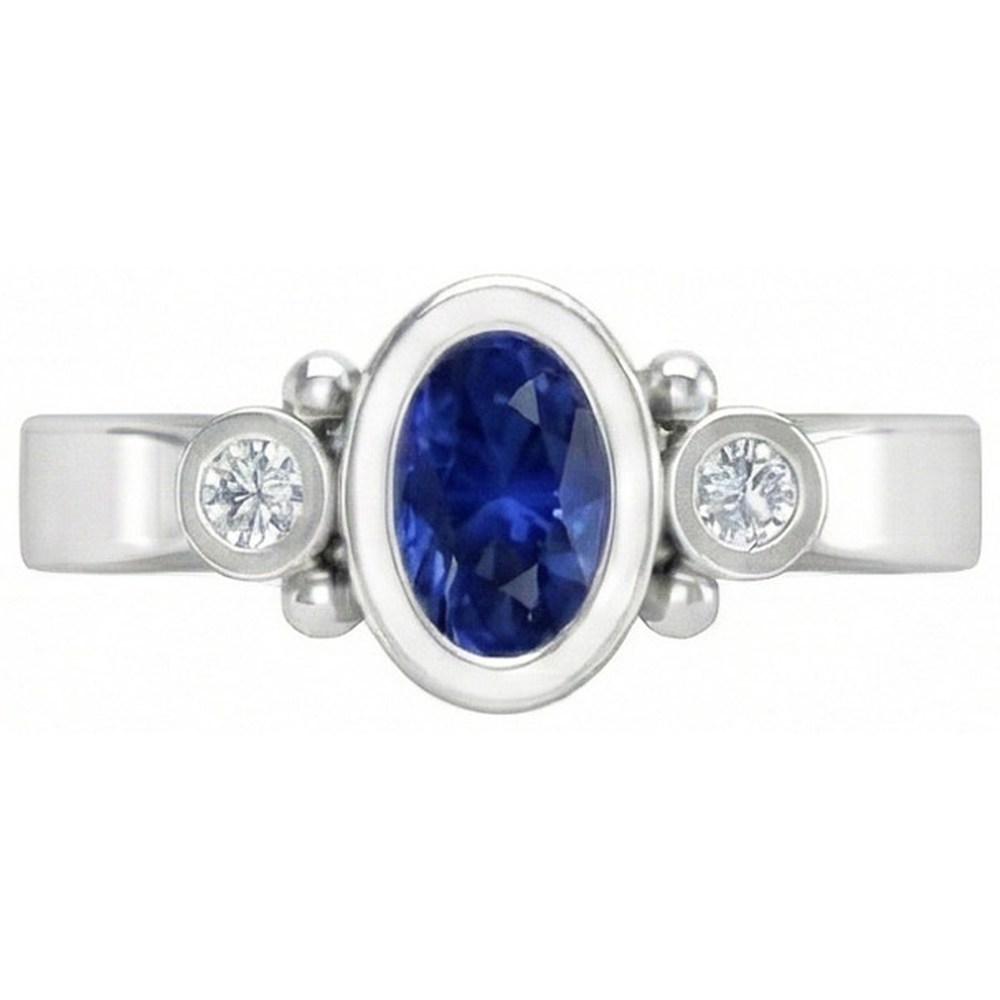 echter oval saphir 1.70Karat ring Seitenansicht