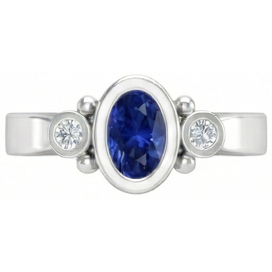 echter oval saphir 1.70Karat ring Seitenansicht