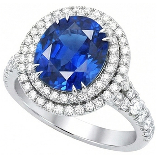 echter oval saphir 4.40Karat ring Seitenansicht