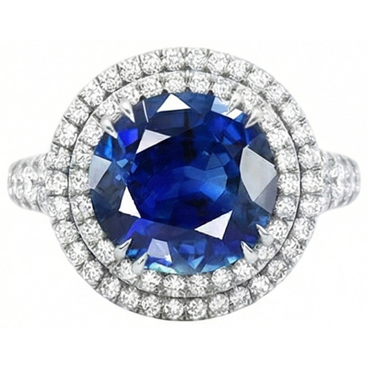 echter oval saphir 4.40Karat ring Vorderansicht