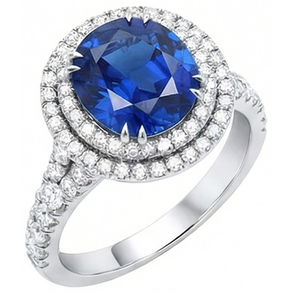echter oval saphir 4.40Karat ring Detailansicht