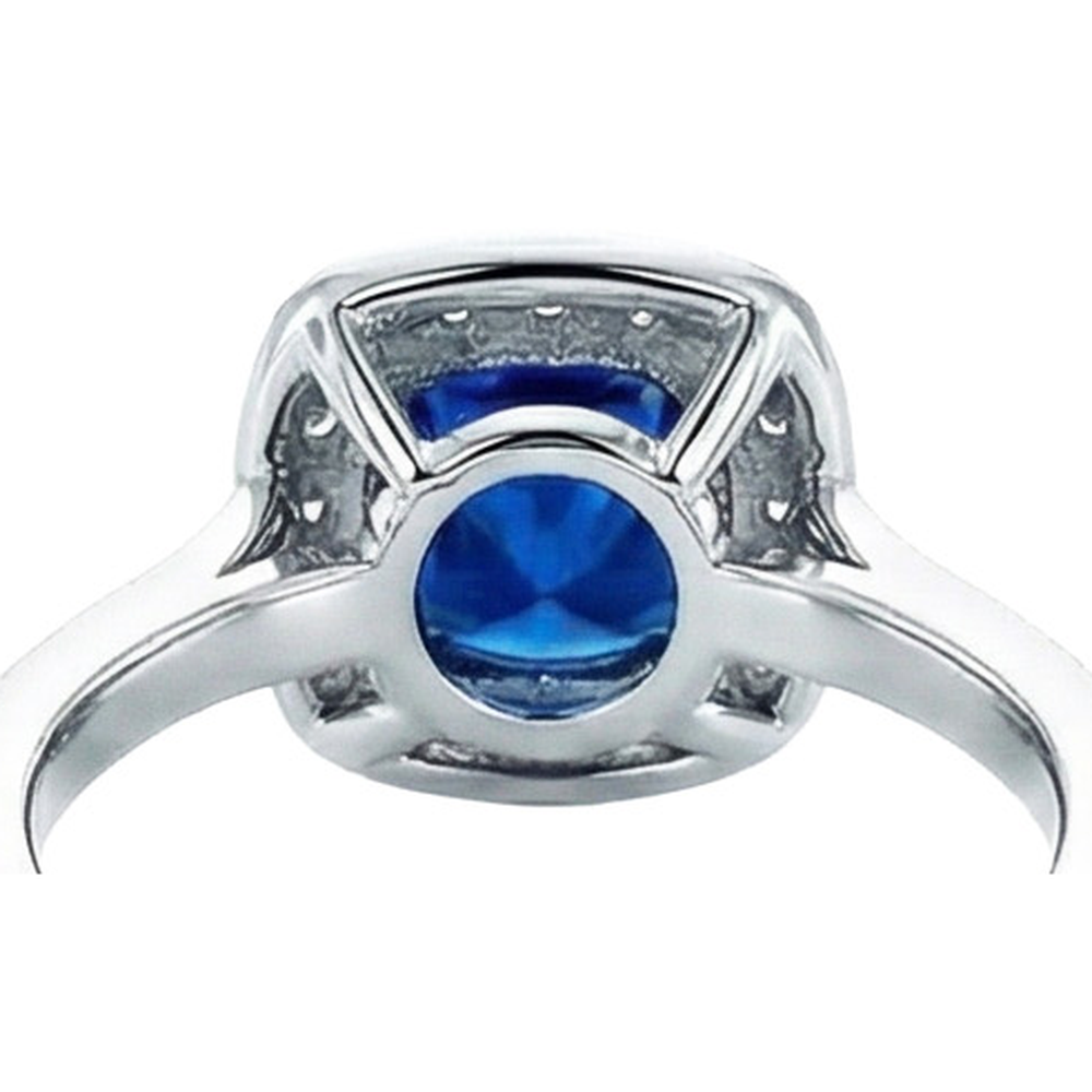 Ceylon Blue Sapphire Halo Aus der Erde Abgebauter Natürlicher Diamants Ring 4 Karat 14 Karat Weißgold