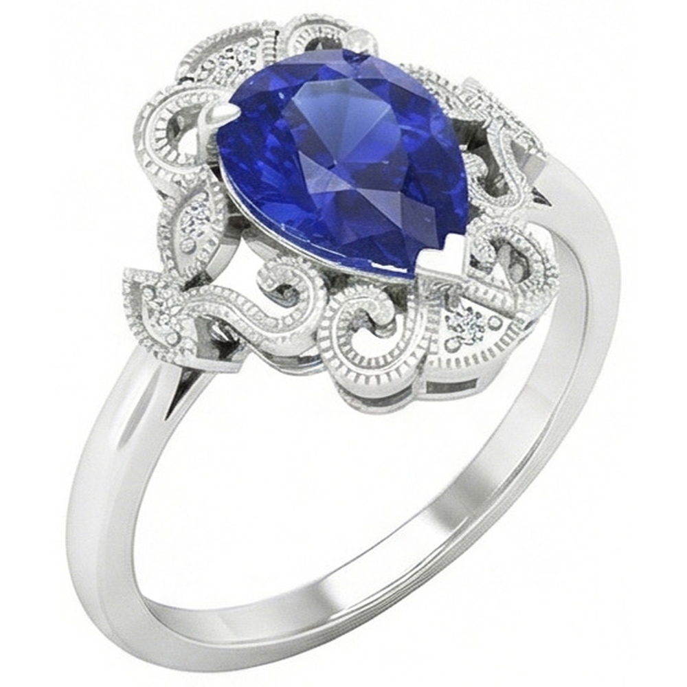 Erdgewonnener Royalblauer Saphir Schmuckstein-Ring – Frontansicht
