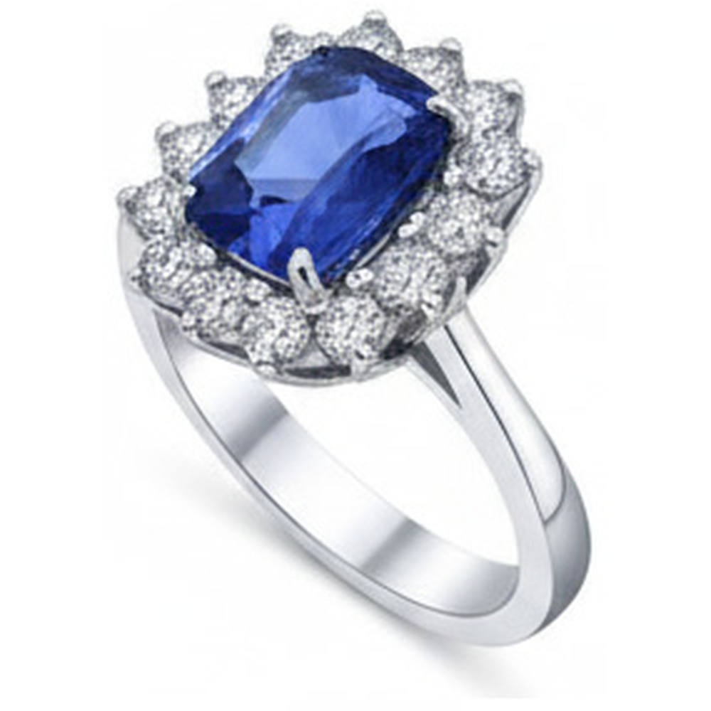 echter round saphir 4.25Karat ring Draufsicht