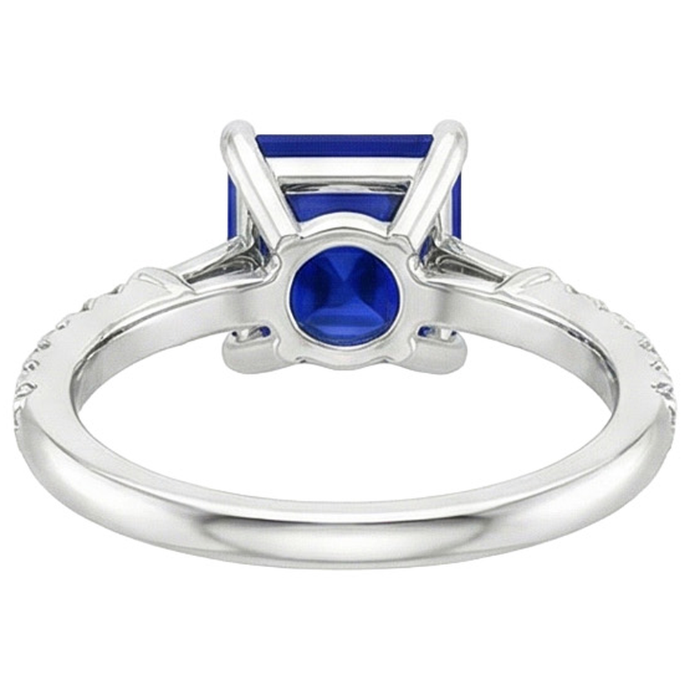 Ceylon Saphir Aus der Erde Abgebauter Natürlicher Diamant Akzente Ring Solitaire Princess Cut 5,50 Karat