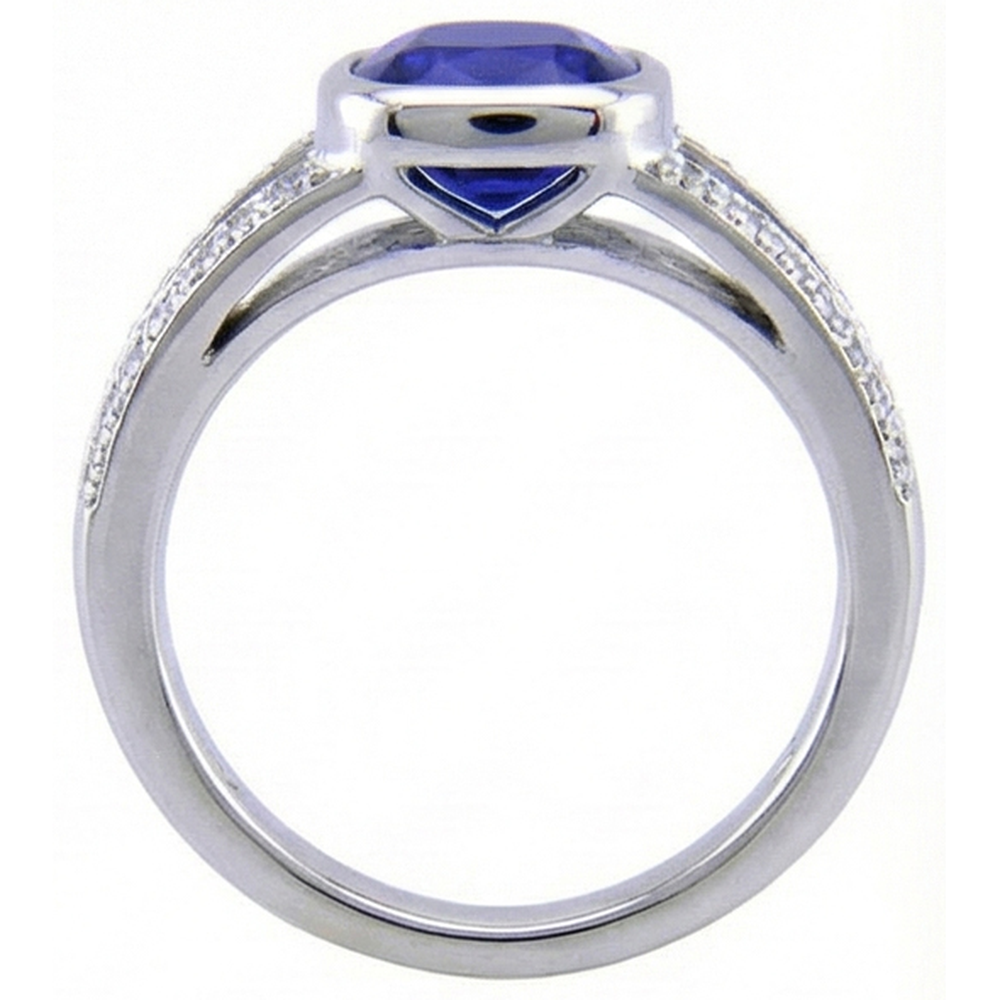 Ceylon-Saphir-Aus der Erde Abgebauter Natürlicher Diamant-Ring Weißgold 14K 4.5 Karat
