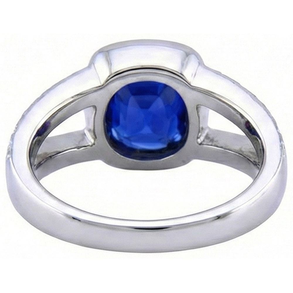 Ceylon-Saphir-Aus der Erde Abgebauter Natürlicher Diamant-Ring Weißgold 14K 4.5 Karat