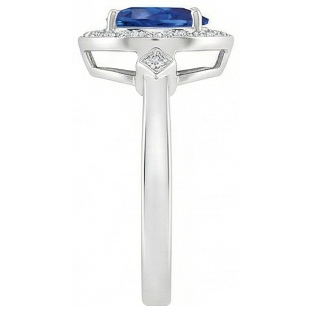Ceylon Saphir Aus der Erde Abgebauter Natürlicher Diamanten 3,20 Karat Ring Weißgold 14K