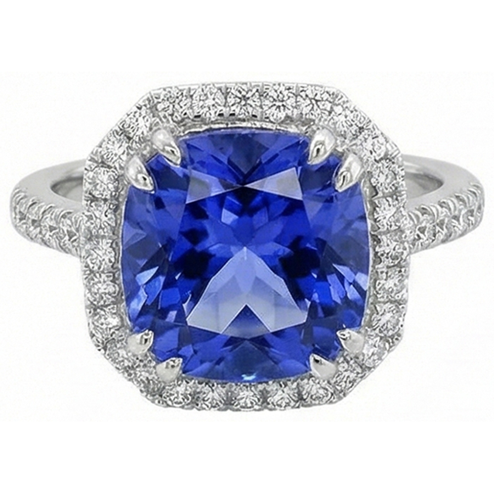 Ceylon Saphir Aus der Erde Abgebauter Natürlicher Diamanten 8 Karat Ring Weißgold 14K