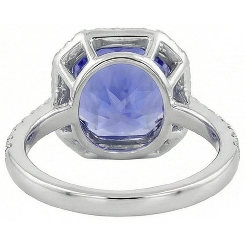 Ceylon Saphir Aus der Erde Abgebauter Natürlicher Diamanten 8 Karat Ring Weißgold 14K