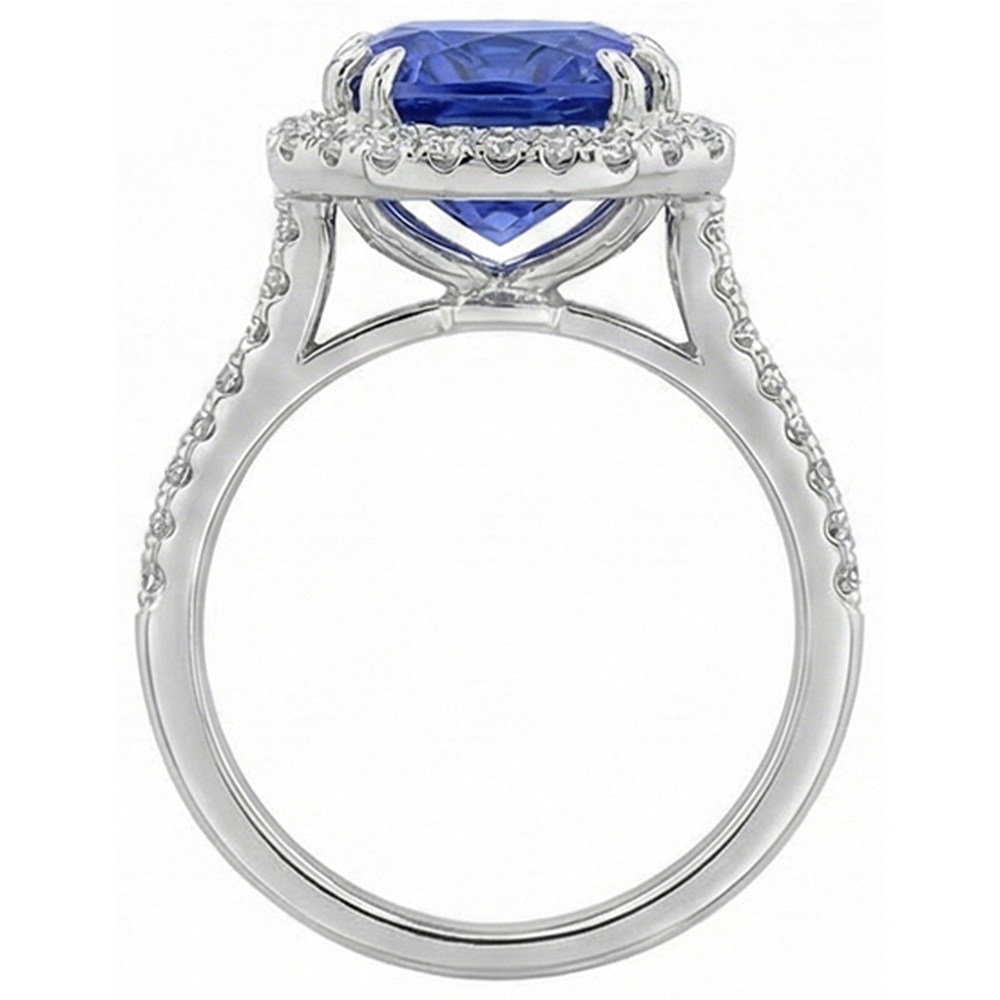 Ceylon Saphir Aus der Erde Abgebauter Natürlicher Diamanten 8 Karat Ring Weißgold 14K