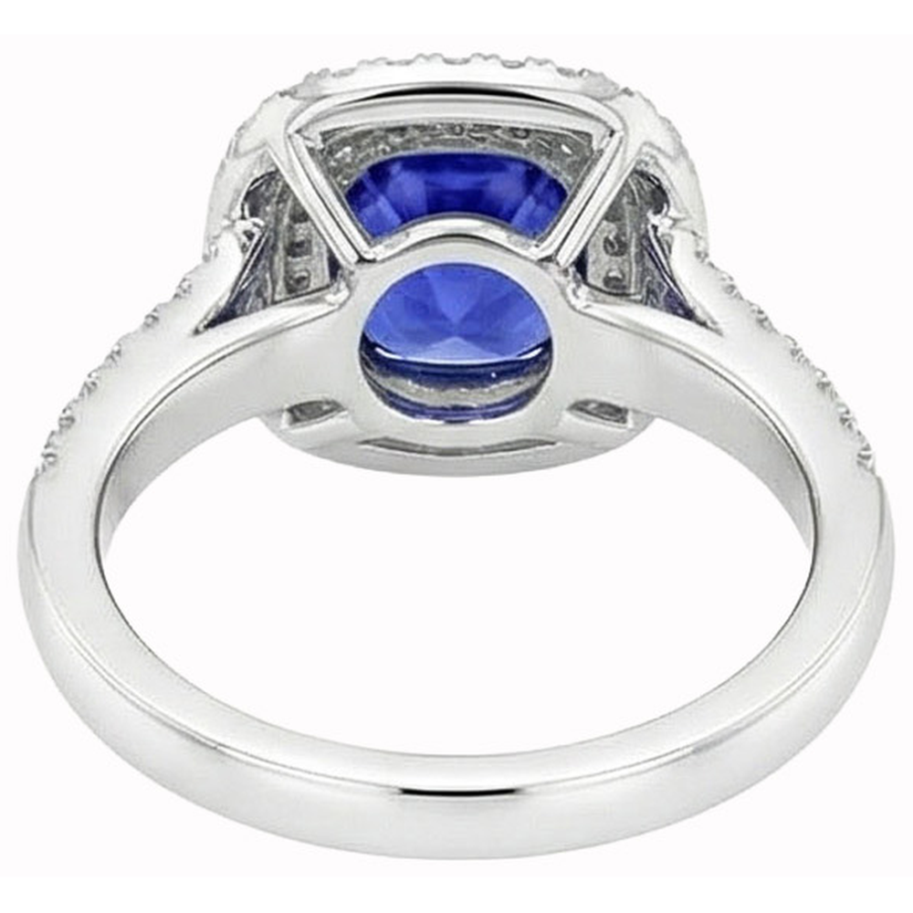 Ceylon Saphir Doppel Halo Ring Solid Gold 14K Schmuck 3.5 Ct