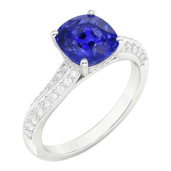 Ceylon Saphir Edelstein Ring Doppel Pave Natürlicher Diamant ( nicht im Labor gezüchtet )en 3 Karat