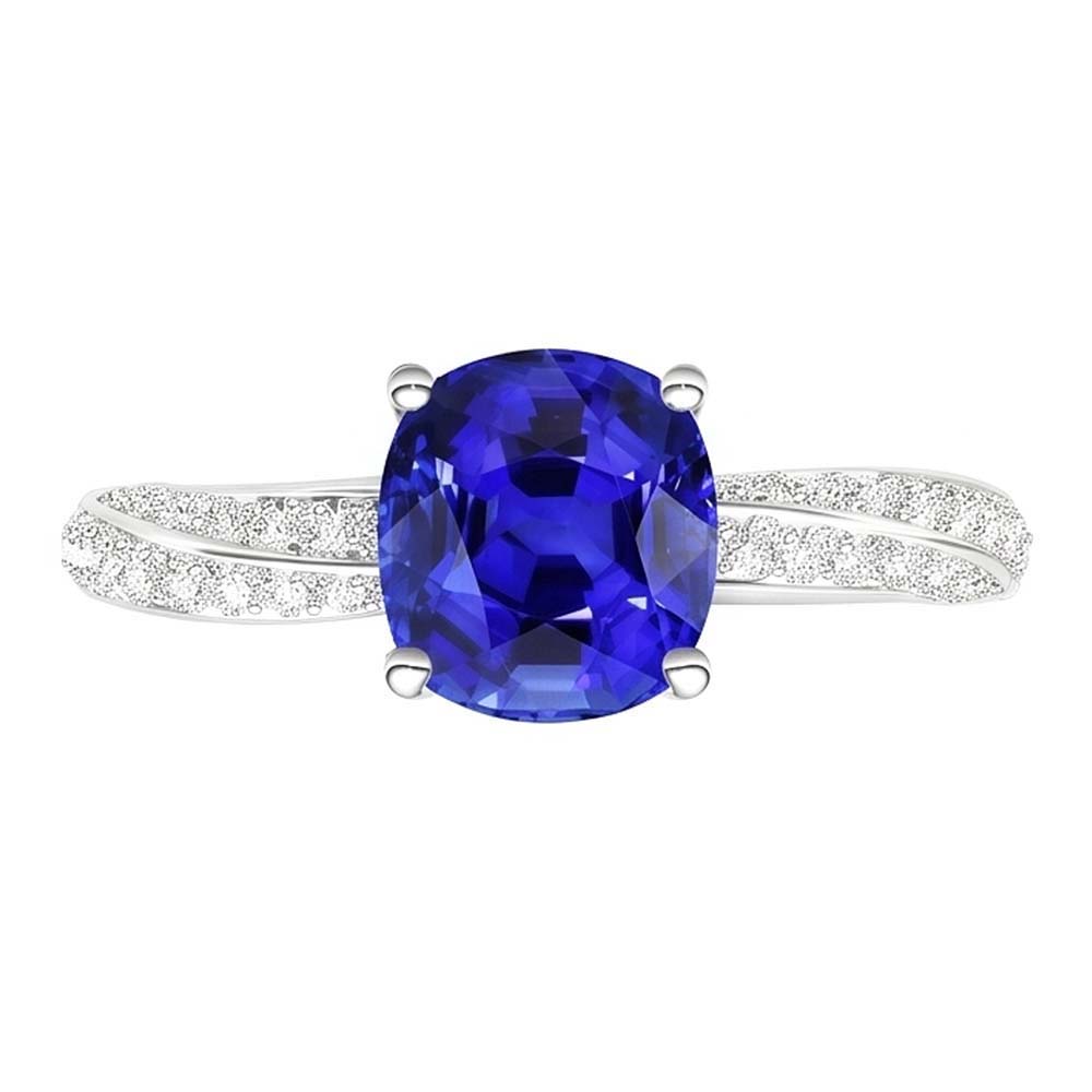 Ceylon Saphir Edelstein Ring Doppel Pave Natürlicher Diamant ( nicht im Labor gezüchtet )en 3 Karat