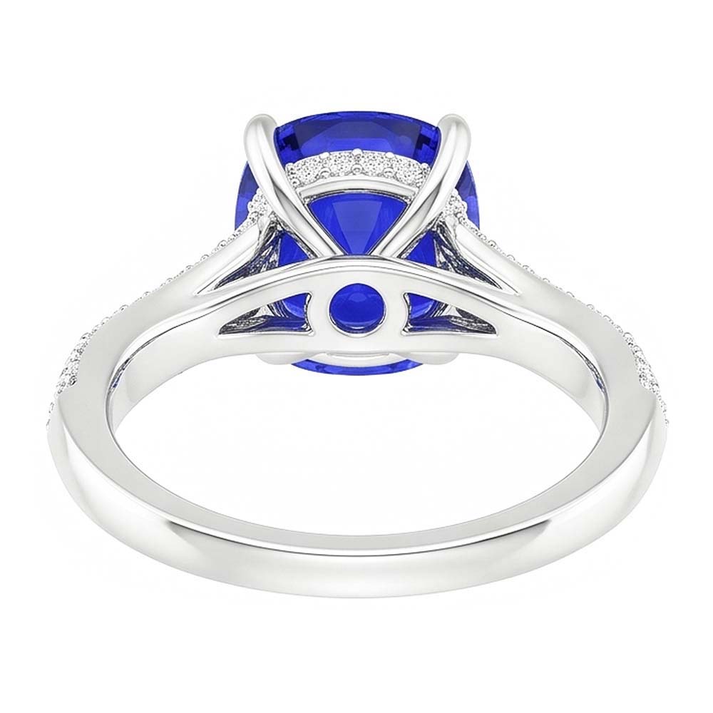 Ceylon Saphir Edelstein Ring Doppel Pave Natürlicher Diamant ( nicht im Labor gezüchtet )en 3 Karat