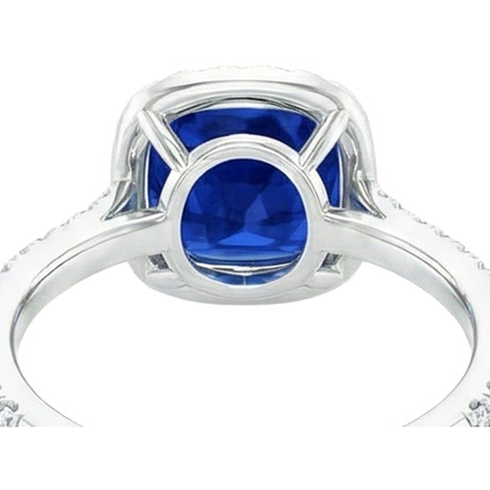 Ceylon Saphir Halo Aus der Erde Abgebauter Natürlicher Diamanten Ring 4 Karat Weißgold 14K Neu