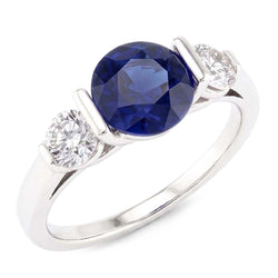 Ceylon-Saphir-Ring mit Aus der Erde Abgebauter Natürlicher Diamanten
