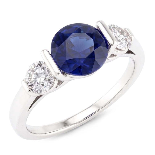 Ceylon-Saphir-Ring mit Aus der Erde Abgebauter Natürlicher Diamanten