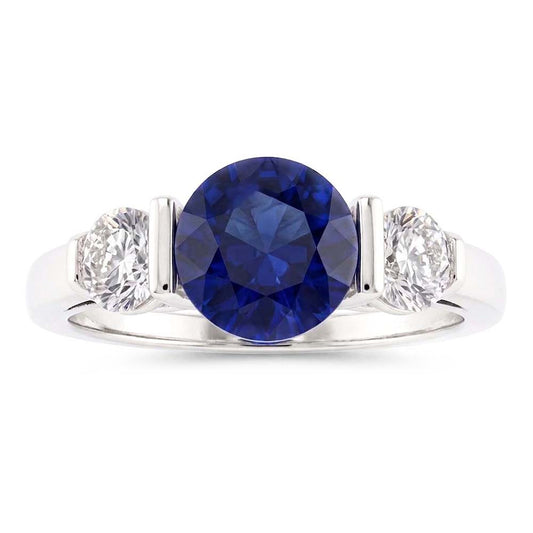 Ceylon-Saphir-Ring mit Aus der Erde Abgebauter Natürlicher Diamanten