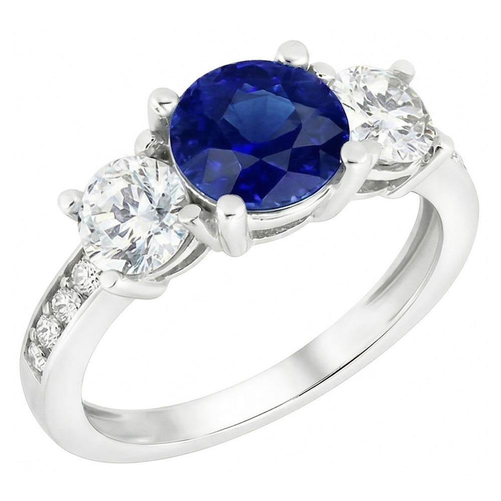 Ceylon Saphir Runder Natürlicher Diamant ( nicht im Labor gezüchtet )ring 3.50 Karat Damenschmuck