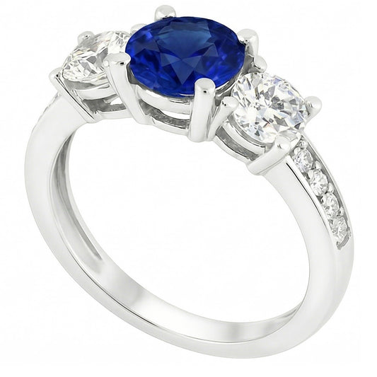 Ceylon Saphir Runder Natürlicher Diamant ( nicht im Labor gezüchtet )ring 3.50 Karat Damenschmuck