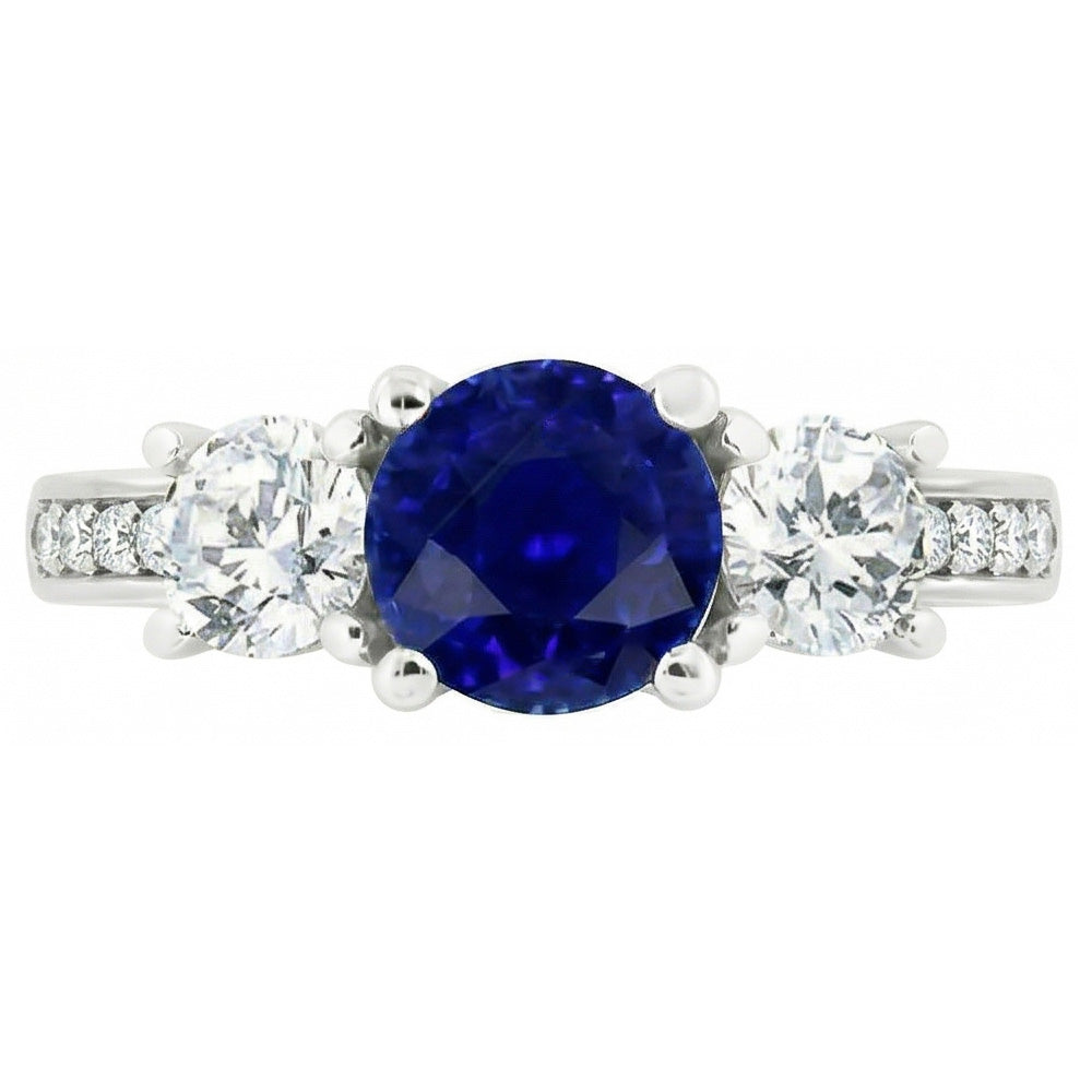 Ceylon Saphir Runder Natürlicher Diamant ( nicht im Labor gezüchtet )ring 3.50 Karat Damenschmuck