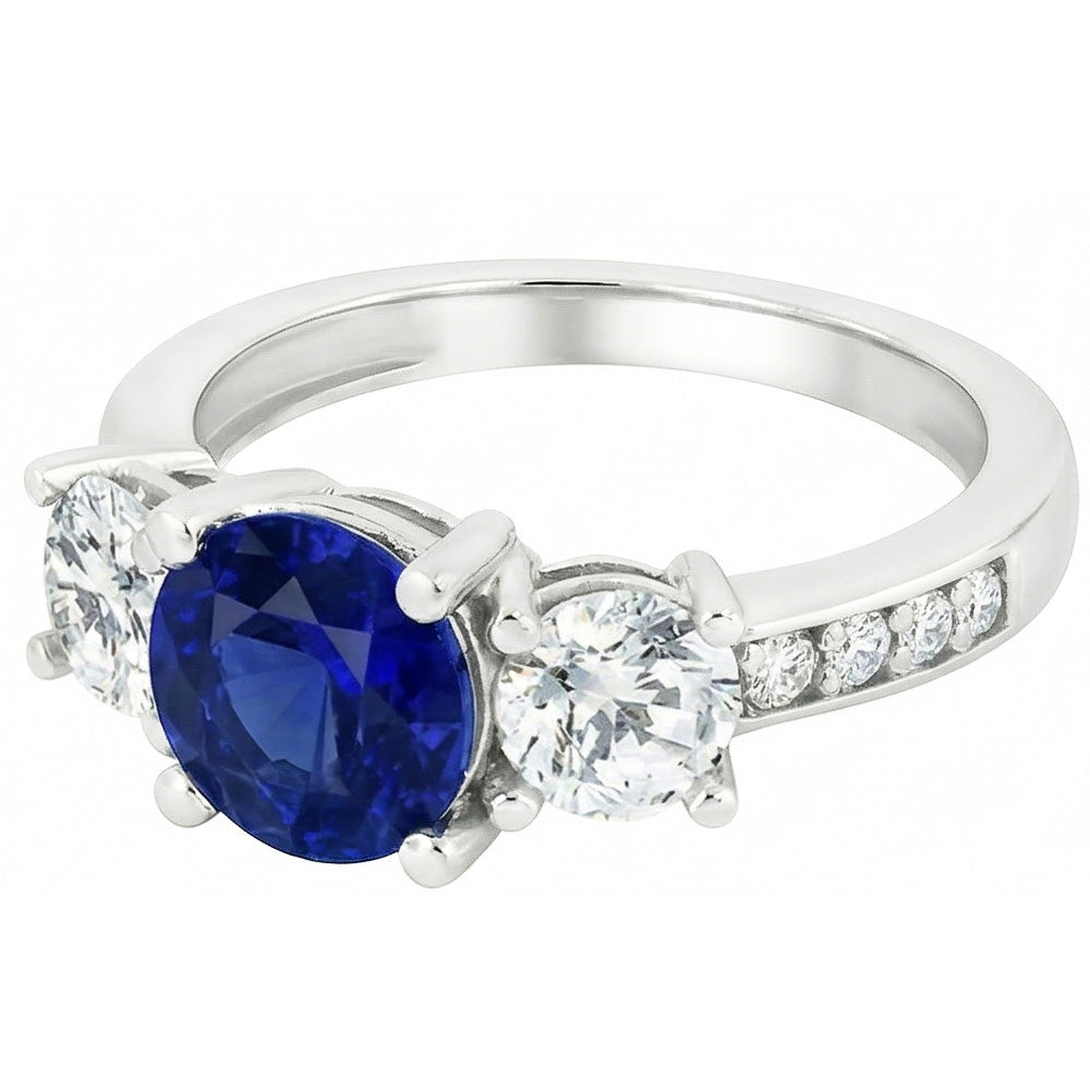 Ceylon Saphir Runder Natürlicher Diamant ( nicht im Labor gezüchtet )ring 3.50 Karat Damenschmuck